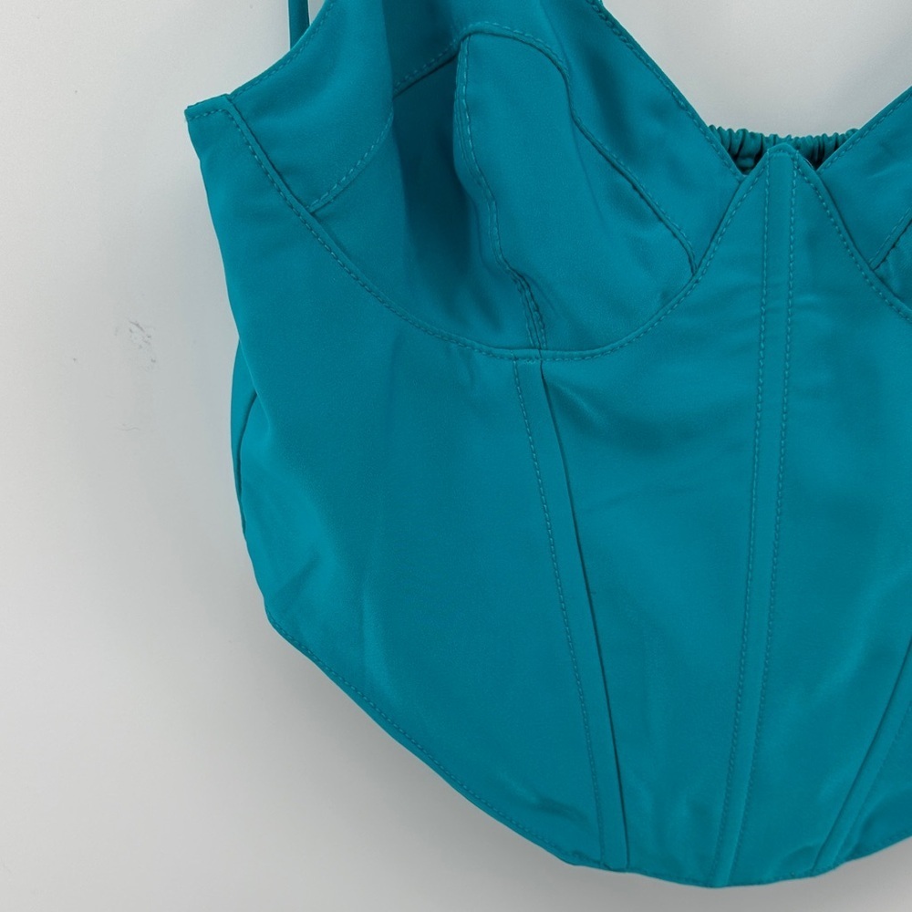 UrbanOutfitter Y2K FairycoreCottagecore Steampunk Corset TealBustier CropTop SzM - Picture 3 of 14
